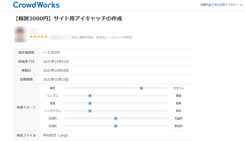 クラウドワークス依頼の確認